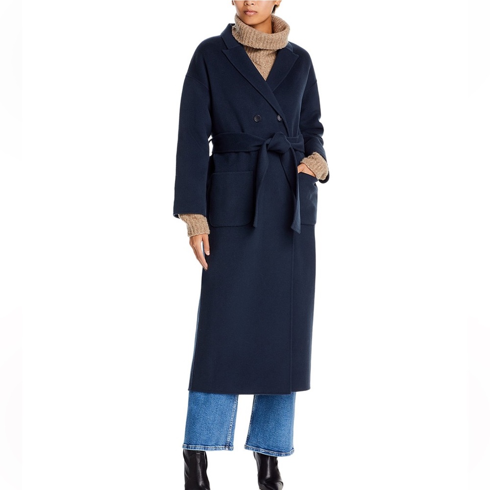 Anine Bing Dylan Maxi Coat in Navy Blue